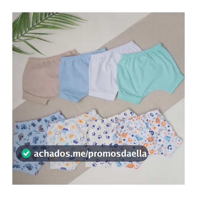 Kit 8 Shorts De Bebe Misto Estampado E Liso 100% Algodão