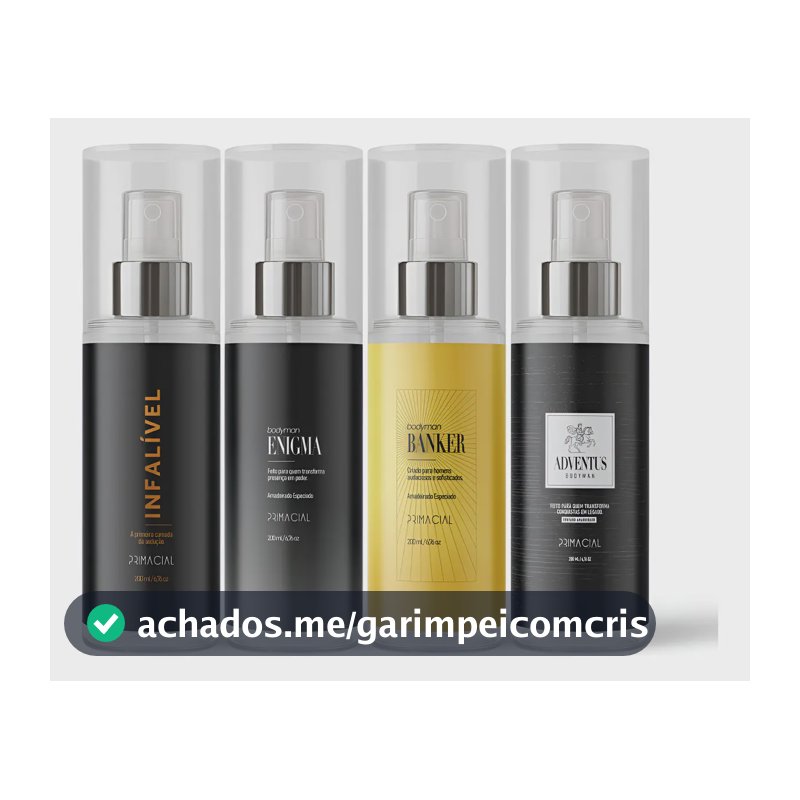 KIT BODY SPLASH MASCULINO INFALIVEL + ENIGMA + BANKER + ADVENTUS 200ML - PRIMACIAL PERFUME AMADEIRADO