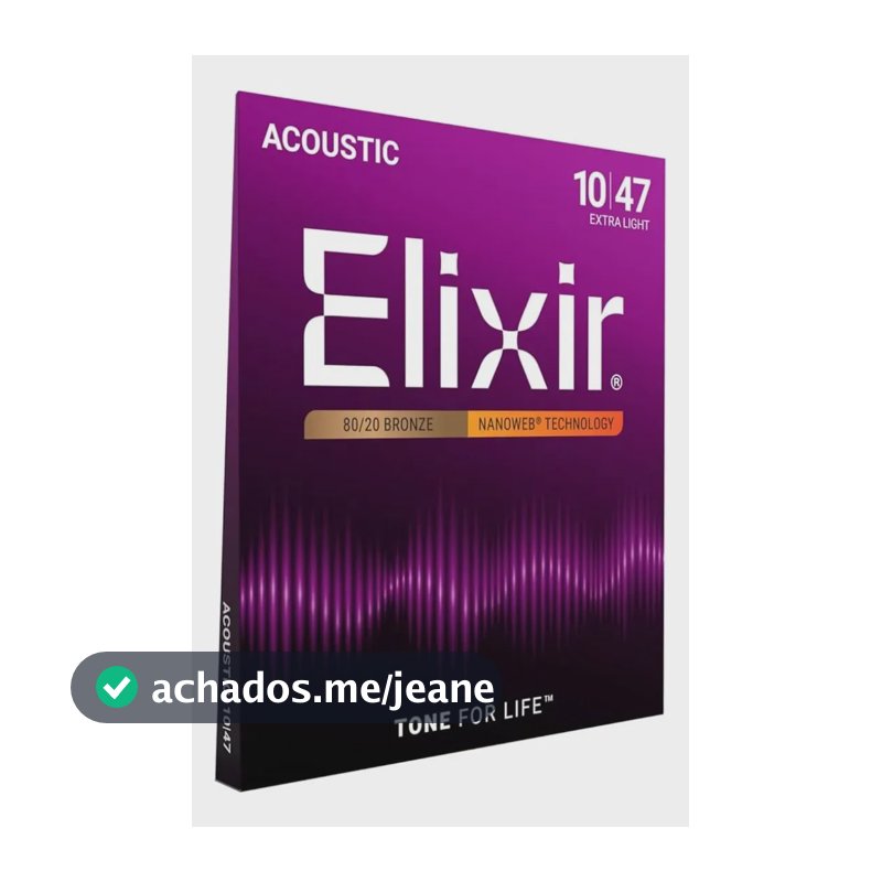 Encordoamento Elixir 010 Extra Light Para Violão Acustico Aço