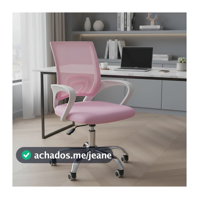 Cadeira De Escritório Begonia Tela Mesh Ergonômica Rosa