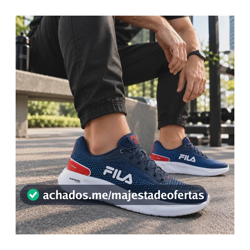 Tênis Fila Masculino Spry Esportivo Treino Corrida Academia Marinho/branco/vermelho Mesh 39