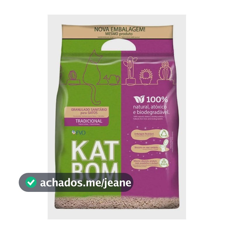 Granulado Higiênico Biodegradável Para Gatos Katbom Natural 3kg