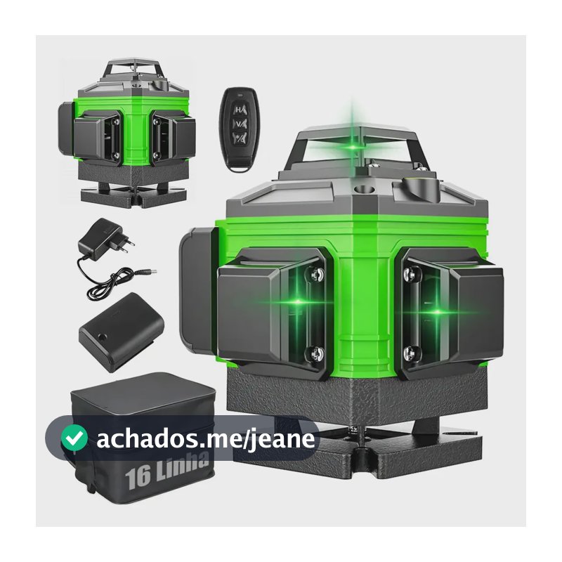 Nível A Laser 4d 16 Linhas Verde Com Controle Recarregável