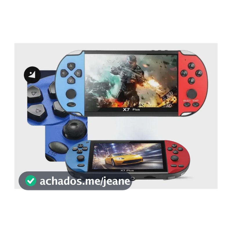 Console Portátil Videogame Stick Jogos Retrô X7 Plus 5 Pol Azul/vermelho