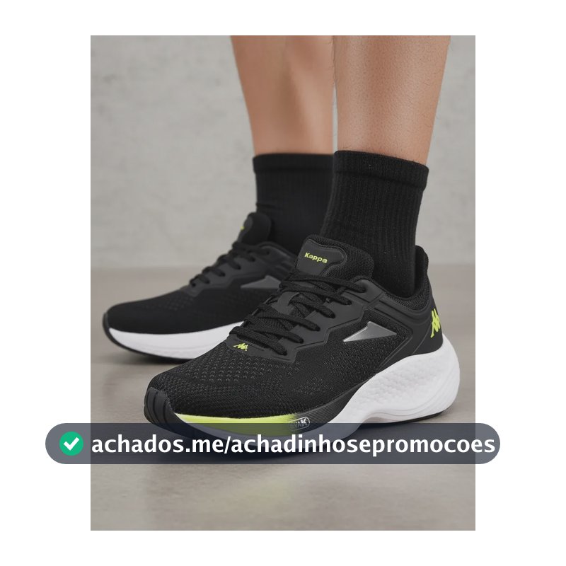 Tênis Kappa Pulse Evo Masculino Feminino Preto-amarelo Limão 39