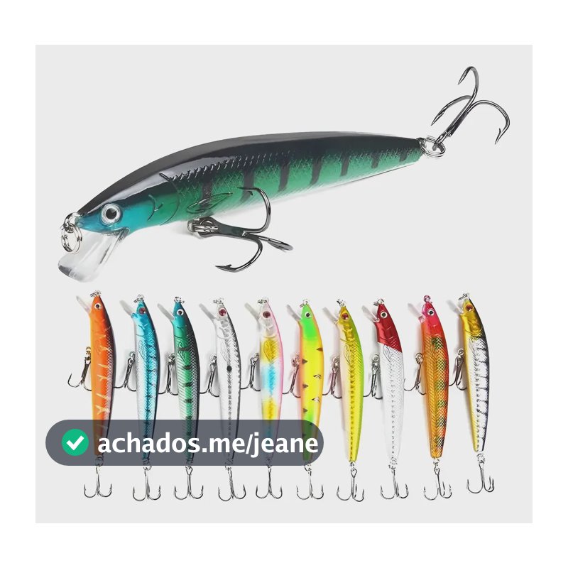 Kit 10 Isca Artificial 3d Pesca Tucunaré Dourado 10cm 9g Cor Cores