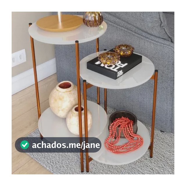 Conjunto de Mesa Lunis Off White com Pés de Ferro Bronze Ofertamo
