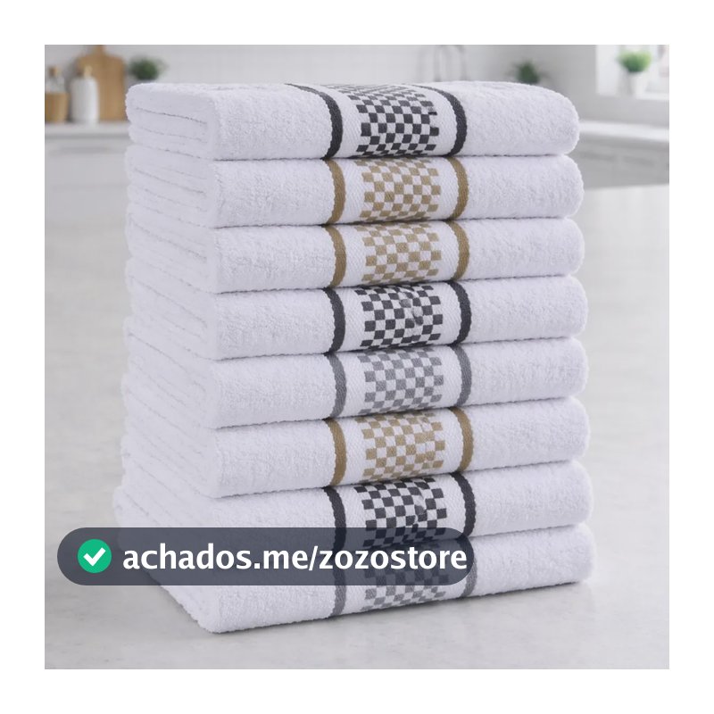 Kit 10 Panos De Prato Felpudo Atoalhado Premium Luxo 40x60 Multicolorido Quadriculado