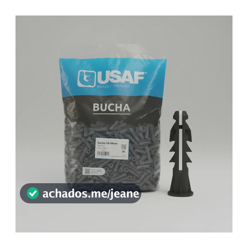 Bucha 8 Mm Usaf Convencional Com Anel Com 1000 Unidades Cinza