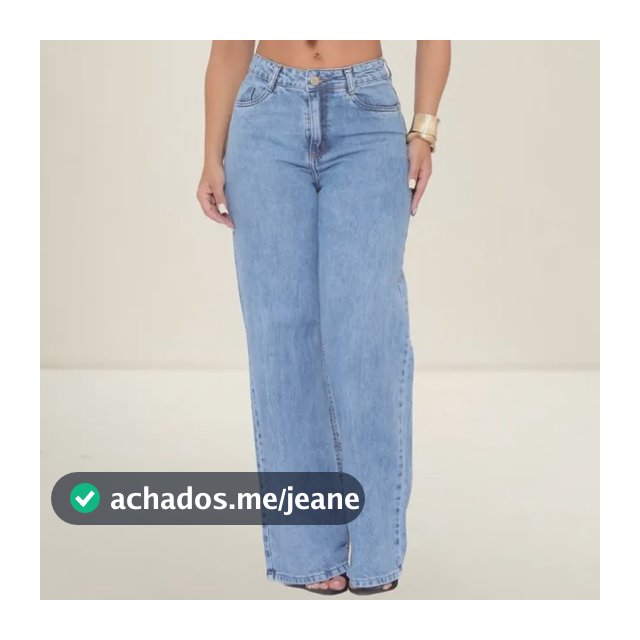 Calça Jeans Wide Leg Pantalona Cintura Alta Feminina Gringa