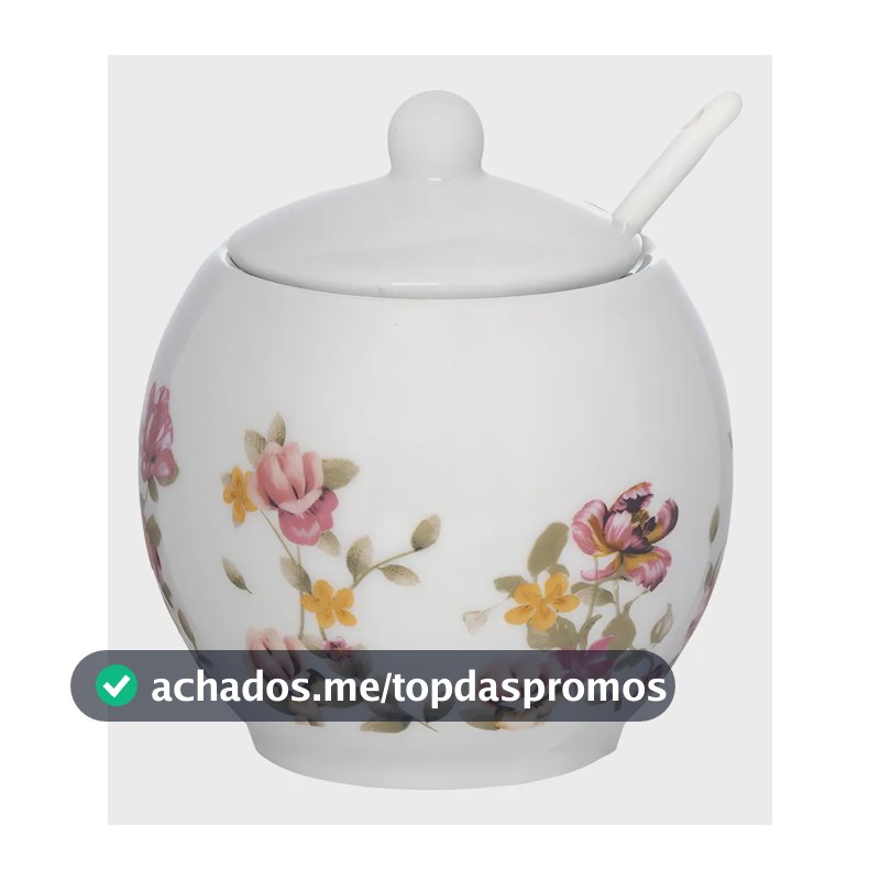 Açucareiro Porcelana Branco Com Colher Le Jardin 350ml Hauskraft