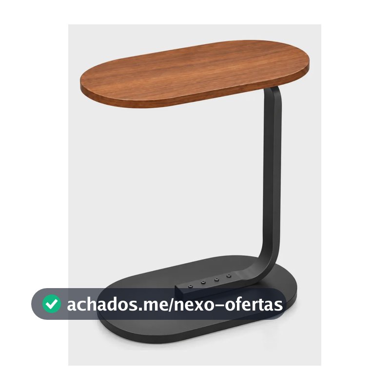 Mesa Suporte Lateral Mdf E Metal Sofá Sala Quarto Decorativa Marrom