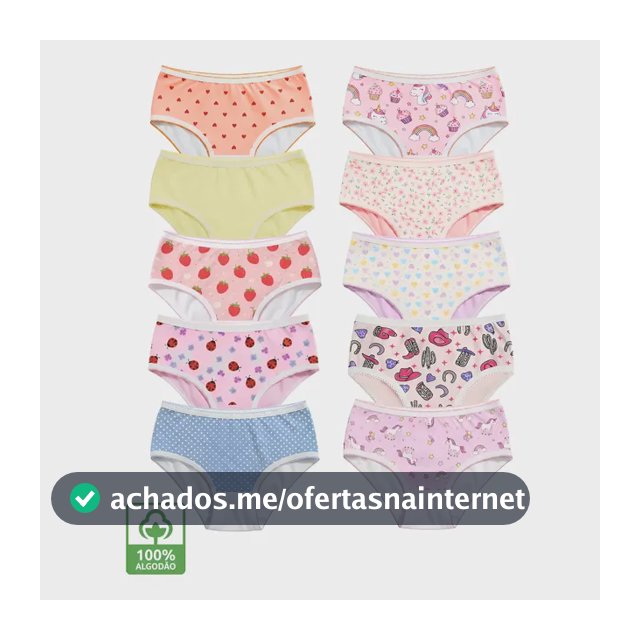 Kit 10 Calcinhas Infantis Menina Antialérgicas Algodao