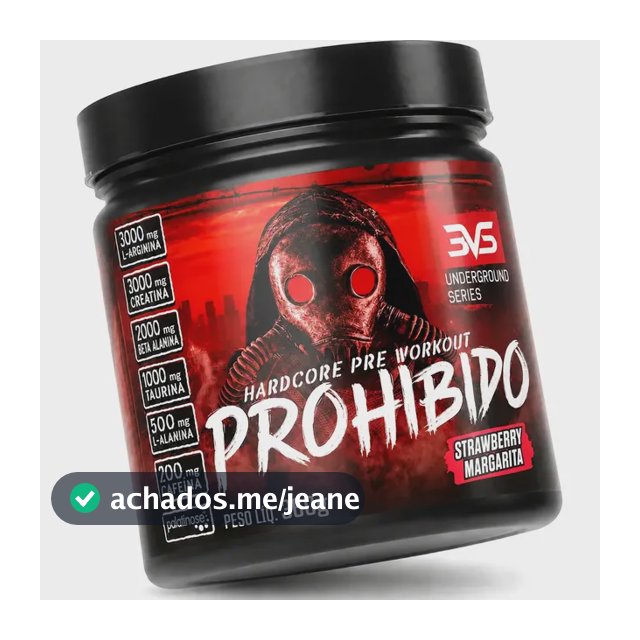 PRÉ TREINO PROHIBIDO 360g Sabor Morango (Strawberry Margarita) - Fórmula Avançada contendo Creatina, Beta Alanina, Taurina, L-tirosina, L-alanina, Cafeína, Arginina e Palatinose - Extra Forte