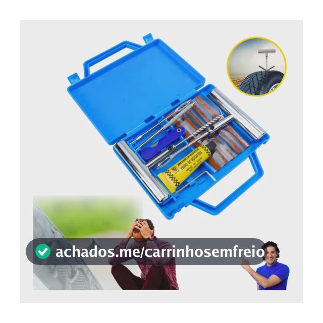 Kit Remendo Metal Reparo Macarrão Pneu Carro Moto Com Maleta
