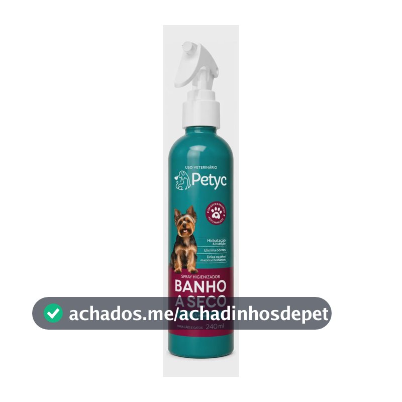 Banho a Seco PETYC Spray de 240ml para Cães e Gatos com Camomila e Óleo de Amêndoas
