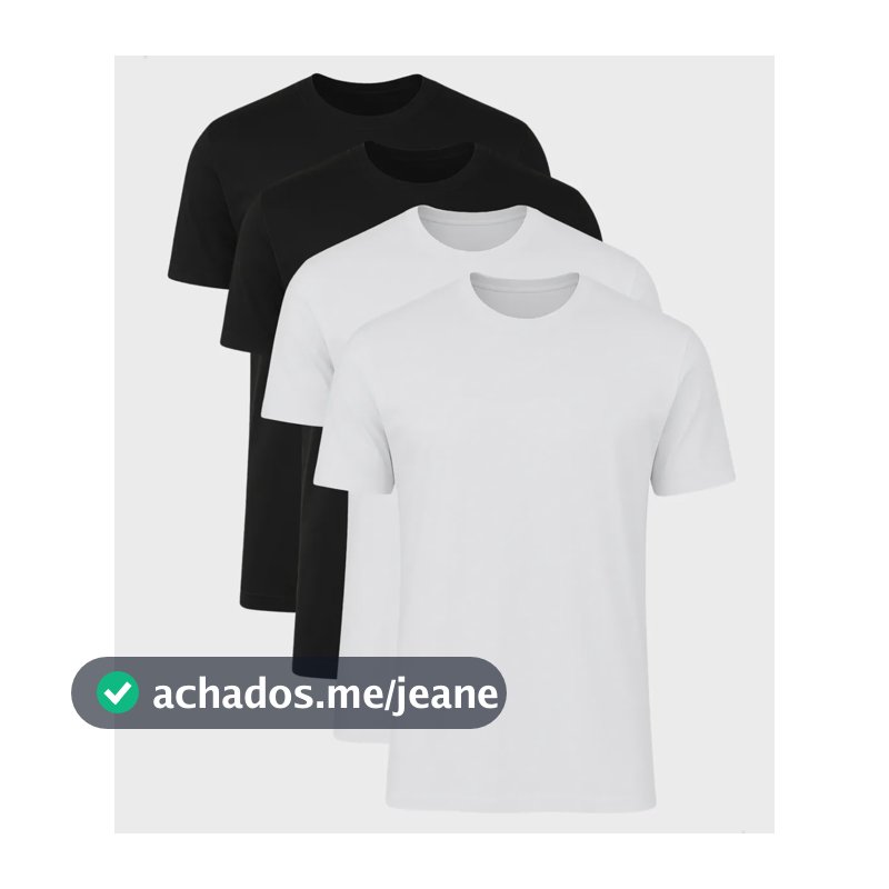 Kit 4 Camisetas Masculinas Básica Lisa 100% Algodão Branco/preto G