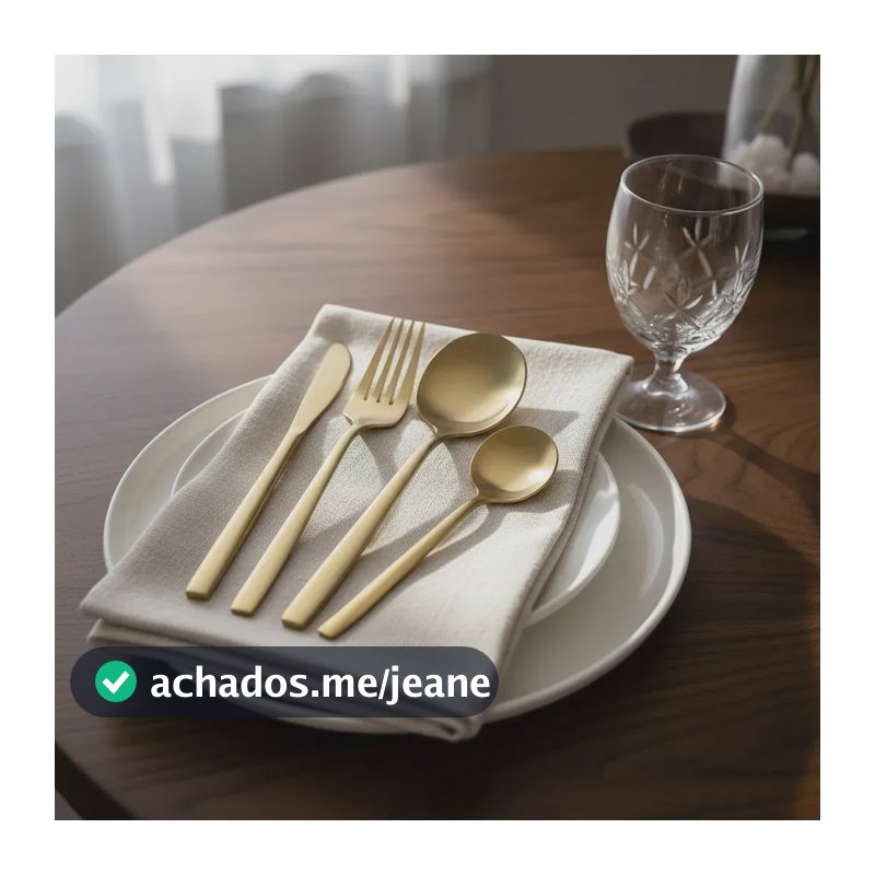 Faqueiro Opera Jogo 16 Peças Aço Inox Champanhe Escovado Lyor