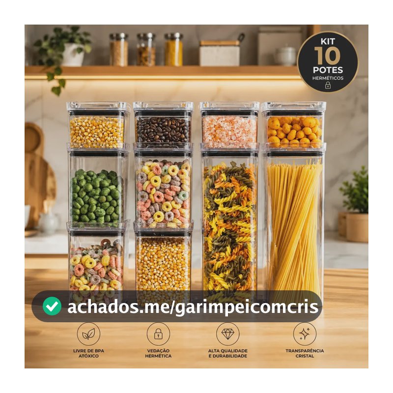 Kit 10 Porta Mantimentos Hermetico, Pote Para Alimentos