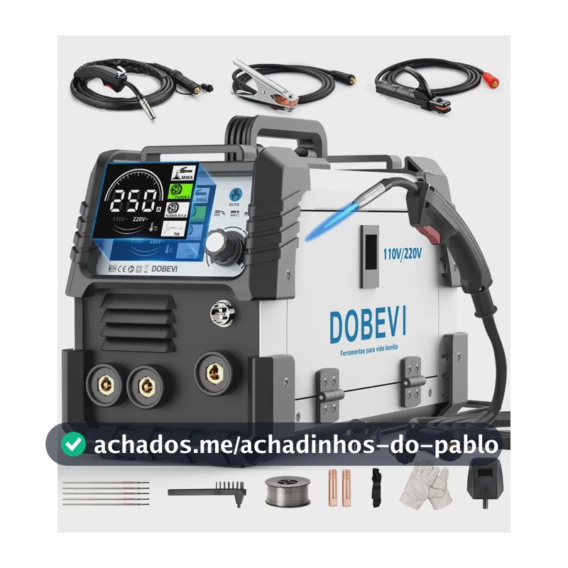 Máquina Solda Sem Gás Bivolt Mma+mig+tig 3 Em 1 C/lcd Dobevi