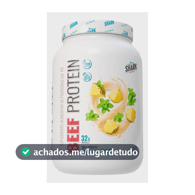 Proteína bovina isolada Shark Pro Whey Beef Zero Lac 900G em pó sabor Abacaxi com hortelã x 900g