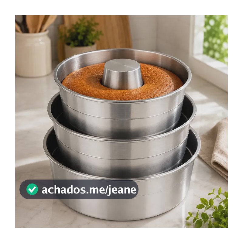 Kit 3 Formas De Bolo Assadeira Redonda Com Furo N°16 18 E 22