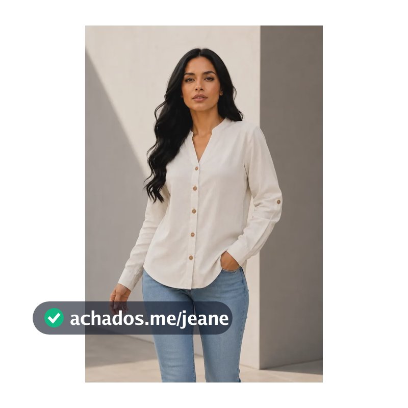 Camisa Feminina Manga Longa Linho Premium Estruturada Casual Camisa Linho Cru Liso M