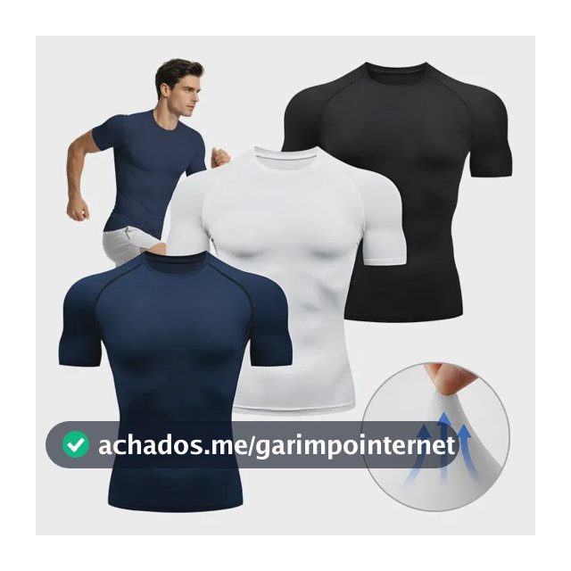 Kit 3 Camiseta Masculina Rash Guard Slim Manga Curta Térmica