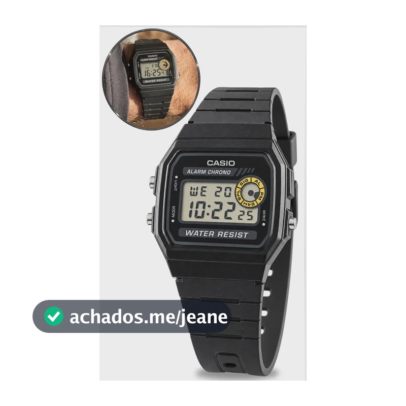 Relogio Casio Masculino Digital Resina Preto Vintage Cronógrafo F-94wa-8dg Quadrado Militar Resistente a água