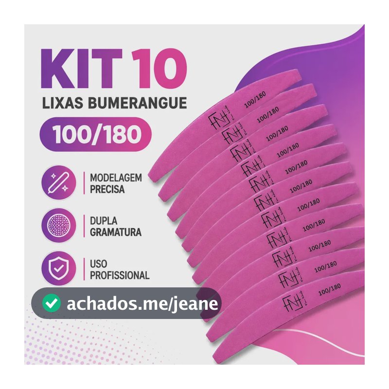 Kit 10 Lixas Buffer De Polir Unha Gel Acrílico 100/180