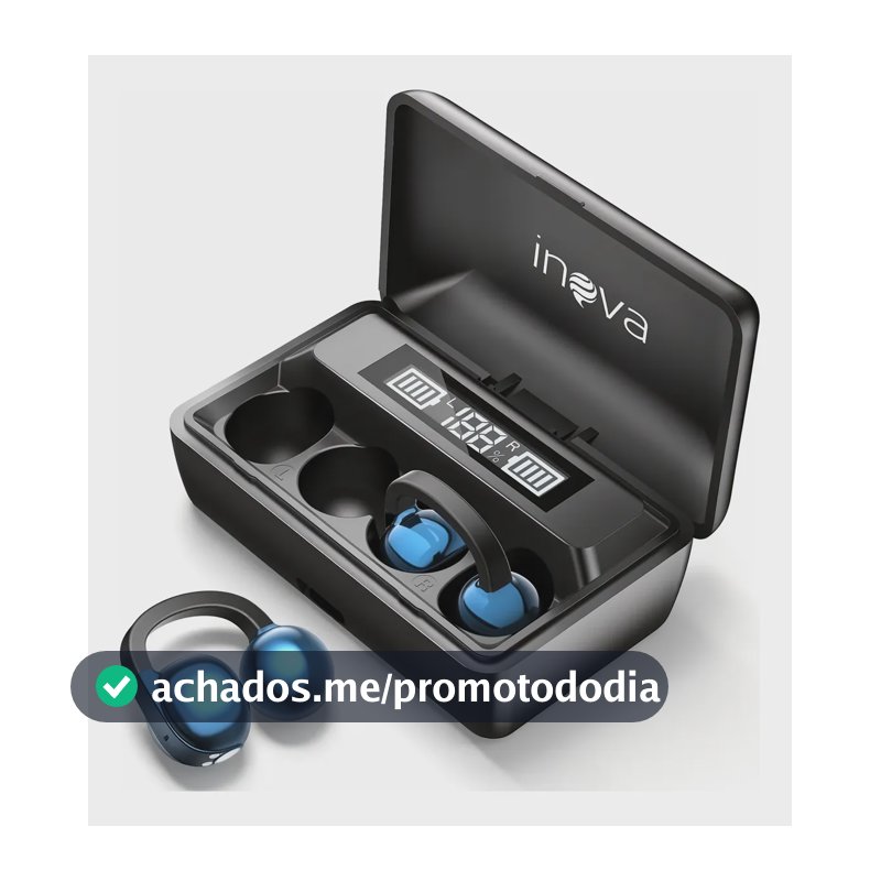 Fone De Ouvido Clip-on Bluetooth 6.0 Esportivo 60hrs Duração Preto