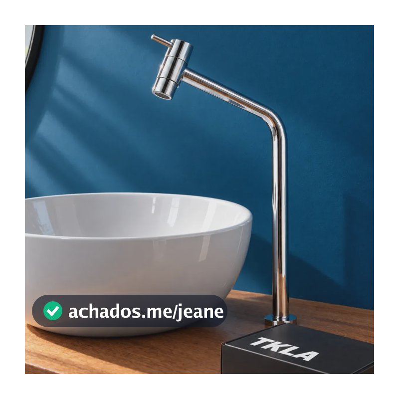 Torneira Banheiro Cuba Bica Alta Bancada Aço Inox Cromada Para 45 Lavabo 1/4 de Volta TKLA