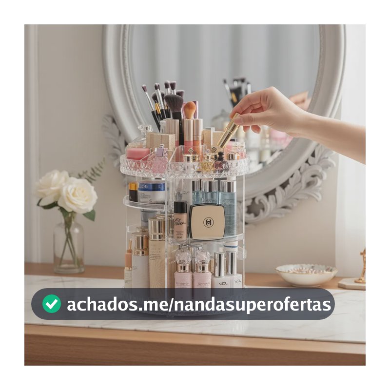Organizador De Maquiagem Giratório 360° Em Acrílico Transparente Com Prateleiras Ajustáveis EPS-2577 Epsilon