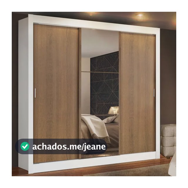 Guarda Roupa Casal Mônaco Madesa 3 Portas Correr Espelho Br Cor Branco/Rustic 1093D81E