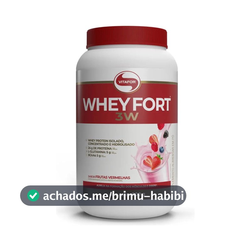 Suplemento Alimentar Whey Fort 3W Sabor Frutas Vermelhas 900g Vitafor