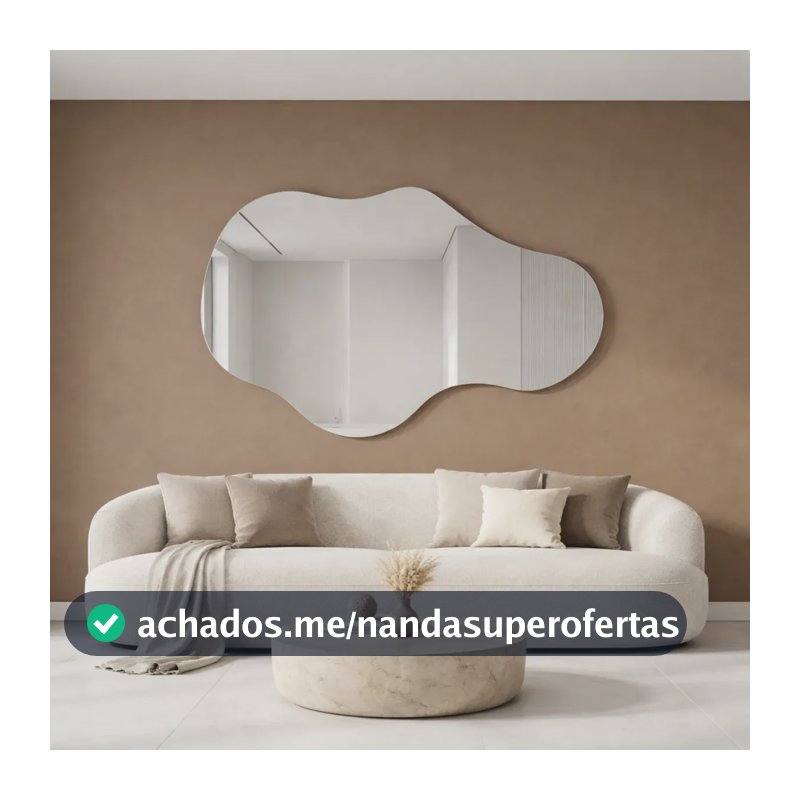 Espelho Orgânico Lopazzi 90x60cm Banheiro Lavabo Grande Design Moderno Luxo Decorativo Sala Quarto Vidro Cristal Lapidado Premium Com Suporte De Fixação E Fita Dupla Face Estilo Pinterest Original
