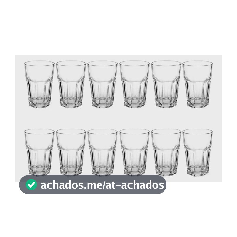 Jogo C/ 12 Copos De Vidro Grosso 340 Ml Resistente