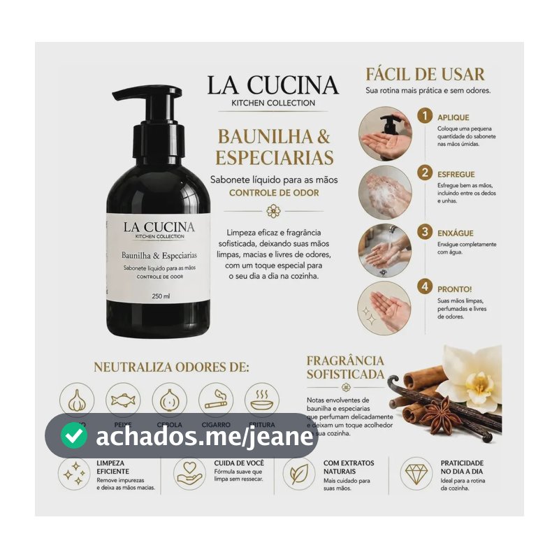 Sabonete Cozinha Líquido Controle Odor Cheiro Perfume 250ml
