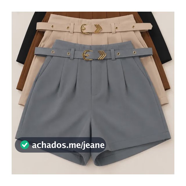 Kit 4 Short Feminino Social Cintura Alta P M G Gg Preto-marrom-bege-cinza Liso Gg