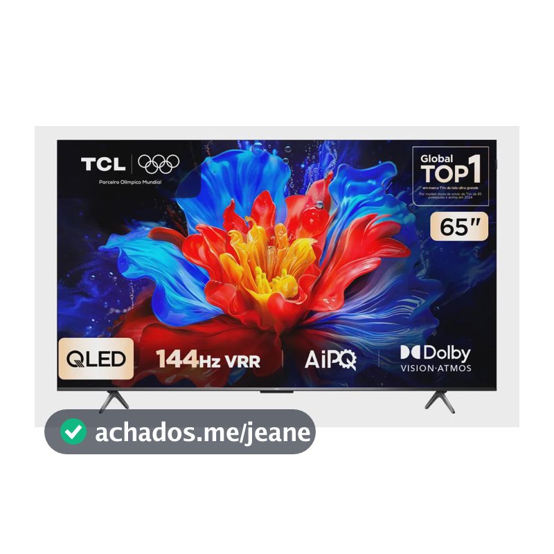 Smart TV TCL 65 Polegadas QLED 4K P8K WiFi Bluetooth Google TV 144Hz HDR10+ Dolby Atmos Vision 65P8K