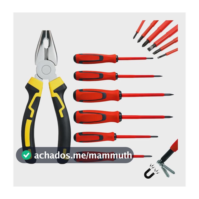 Alicate Universal Chave Fenda Philips Isolada Kit Eletricista 7 Peças