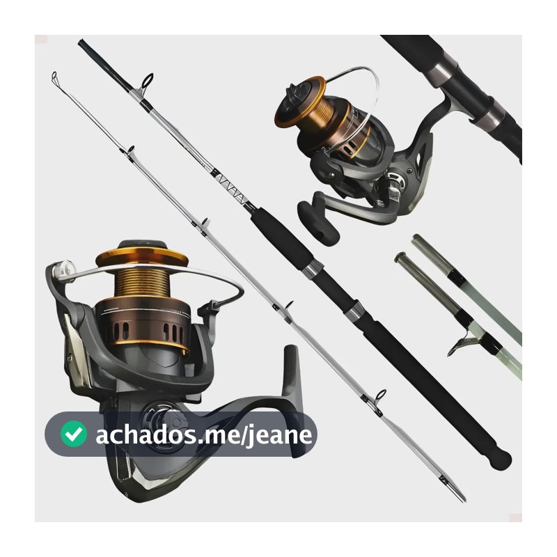 Kit Pesca Molinete 7000 Alumínio + Vara Maciça 1,65m 25 Lbs