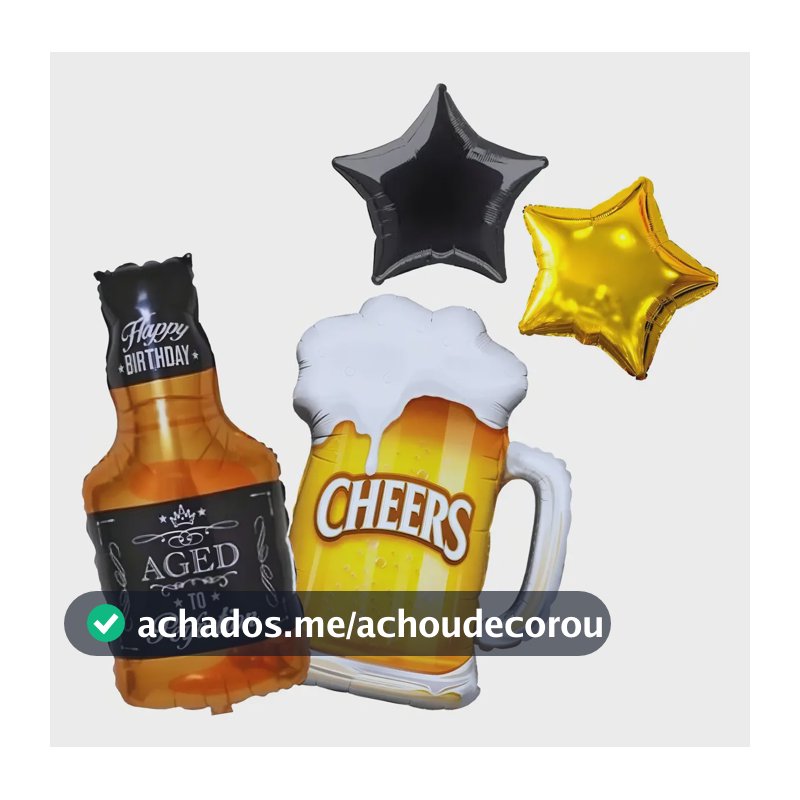 Kit Balão Cerveja Chopp, Balão Garrafa Whisky, Estrela Boteco
