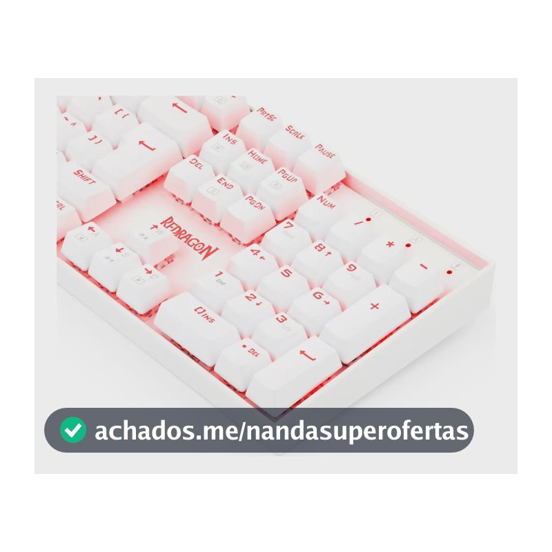Teclado Redragon Mitra Led Vermelho Lunar White Switch Azul Lunar White Português Abnt2