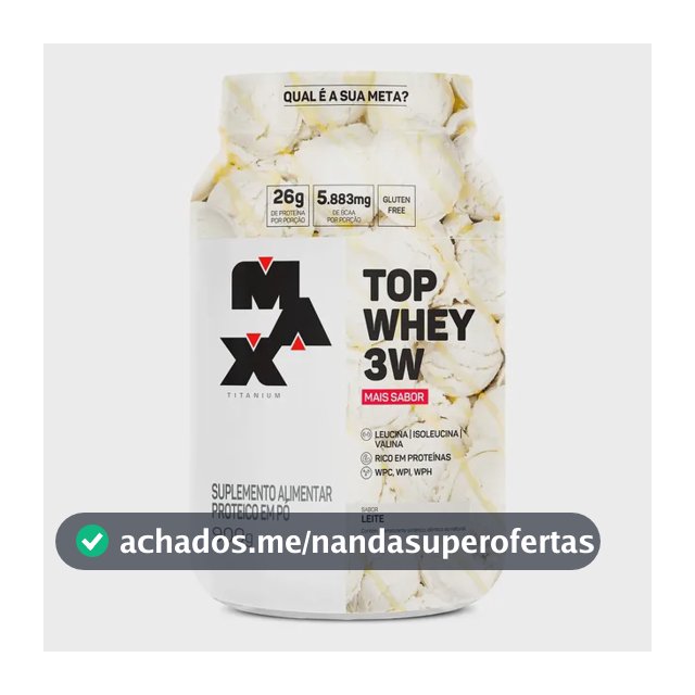 Suplemento Top Whey 3w Max Titanium 900g Whey 3w Sabor Leite