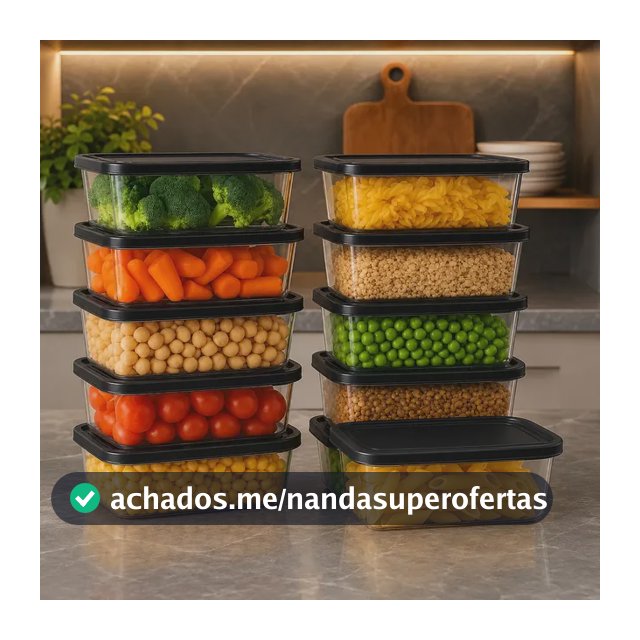 Kit 10 Potes Transparentes 500ml Bpa Free Microondas Freezer Preto