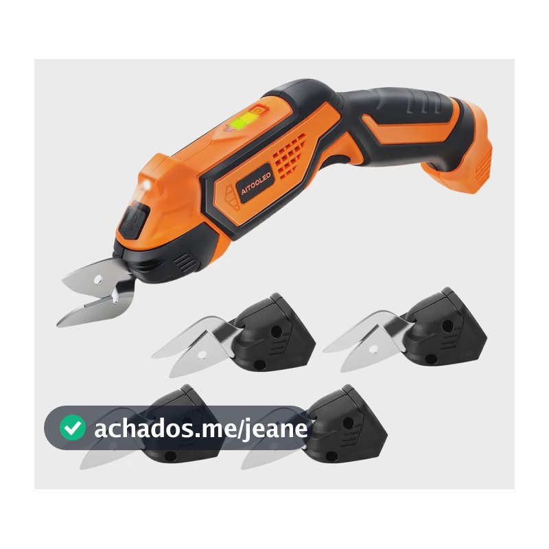 Tesoura Elétrica Aitoolzo Sem Fio Tecidos Papelão Couro 127/220v Laranja