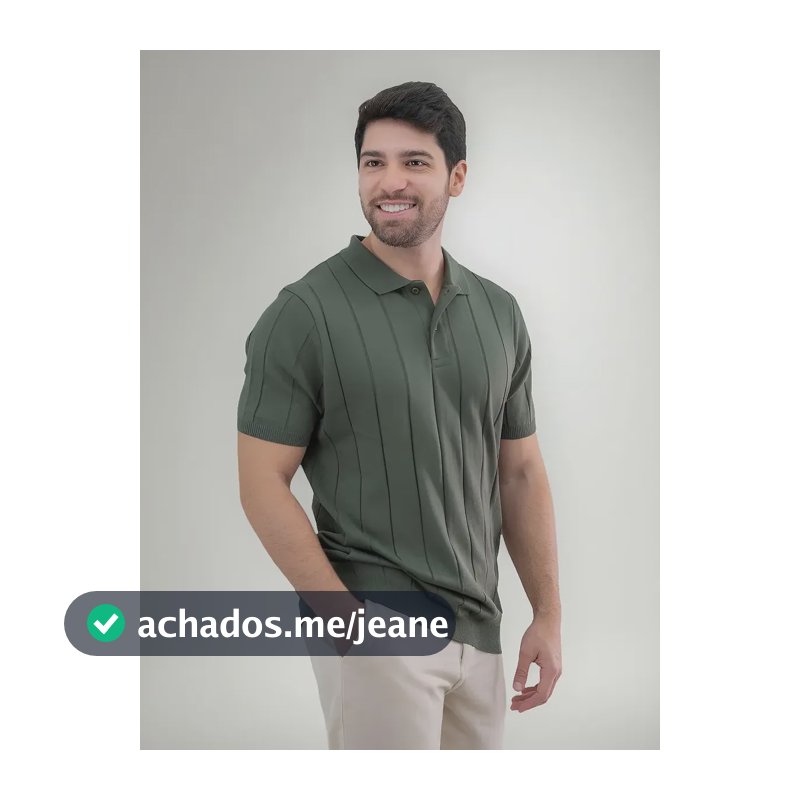 Camisa Polo Masculina Tricot Casual Canelada Original  Verde Liso Gg