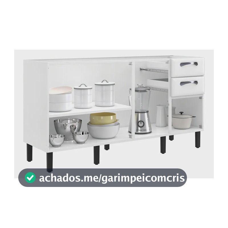 Balcão Itatiaia New Premium de Aço 160 cm Com 4 Portas e 2 Gavetas Branco