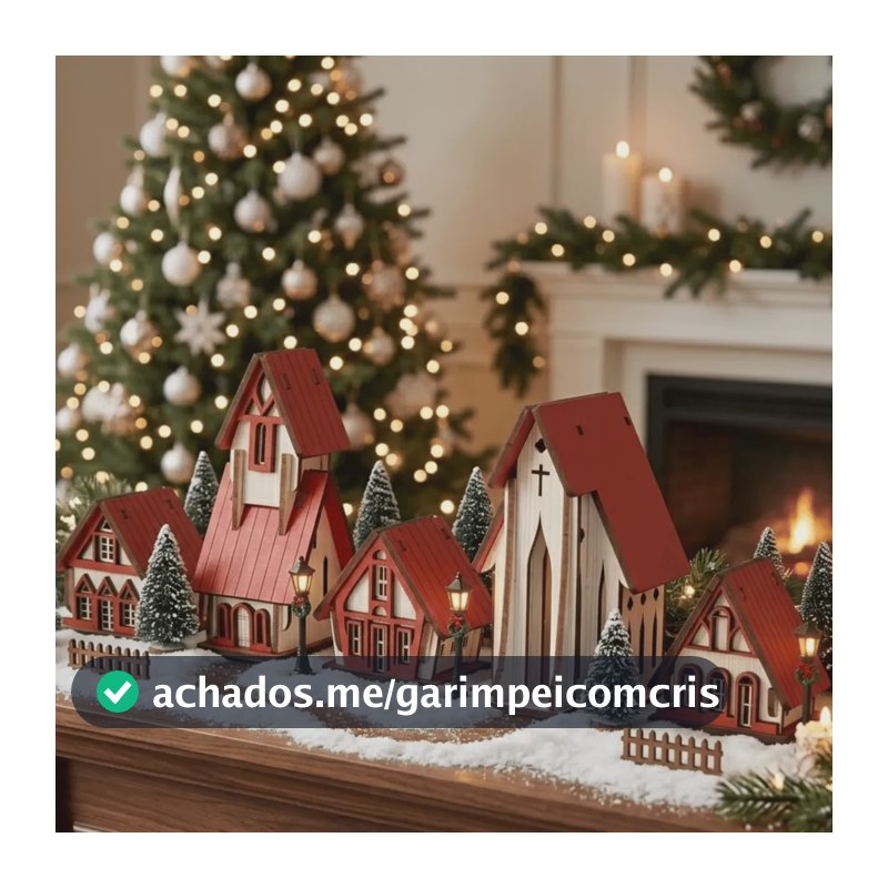 Vila De Natal Com Igreja Decoração Natalina Envio Rápido Vermelho